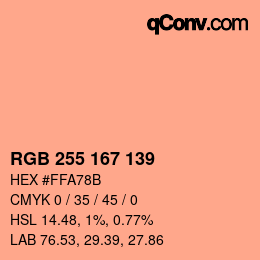 Color code: RGB 255 167 139 | qconv.com