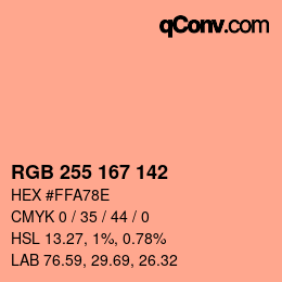 Color code: RGB 255 167 142 | qconv.com