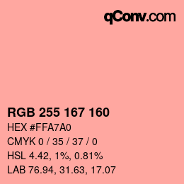 Color code: RGB 255 167 160 | qconv.com