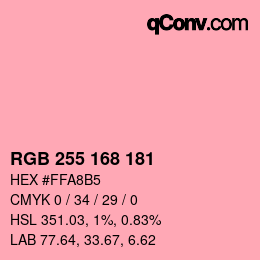 カラーコード: RGB 255 168 181 | qconv.com