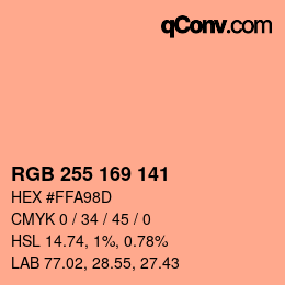 Color code: RGB 255 169 141 | qconv.com