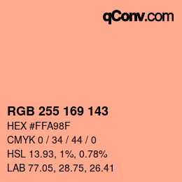 颜色代码: RGB 255 169 143 | qconv.com