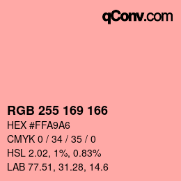 Color code: RGB 255 169 166 | qconv.com