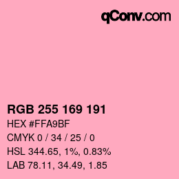 Color code: RGB 255 169 191 | qconv.com