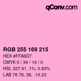 カラーコード: RGB 255 169 215 | qconv.com