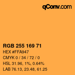 Color code: RGB 255 169 71 | qconv.com