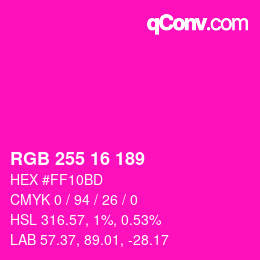 Color code: RGB 255 16 189 | qconv.com