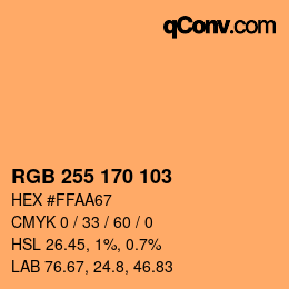 Color code: RGB 255 170 103 | qconv.com