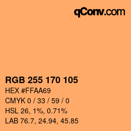 Color code: RGB 255 170 105 | qconv.com