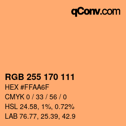 颜色代码: RGB 255 170 111 | qconv.com