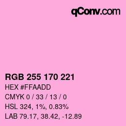 Color code: RGB 255 170 221 | qconv.com