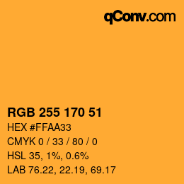 颜色代码: RGB 255 170 51 | qconv.com