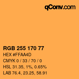 Color code: RGB 255 170 77 | qconv.com