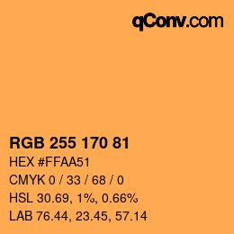 颜色代码: RGB 255 170 81 | qconv.com