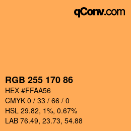 Color code: RGB 255 170 86 | qconv.com
