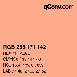 カラーコード: RGB 255 171 142 | qconv.com
