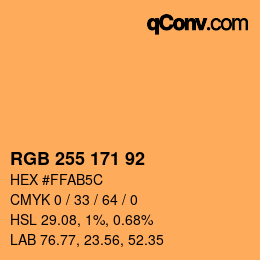 Color code: RGB 255 171 92 | qconv.com