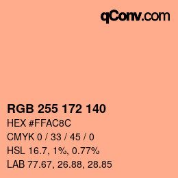 颜色代码: RGB 255 172 140 | qconv.com
