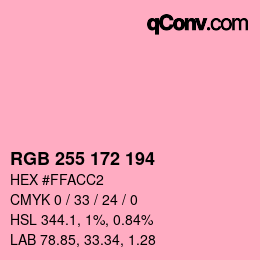 Color code: RGB 255 172 194 | qconv.com