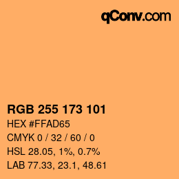 Color code: RGB 255 173 101 | qconv.com