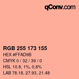 カラーコード: RGB 255 173 155 | qconv.com