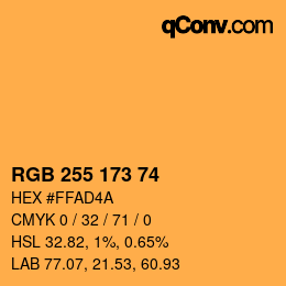 Color code: RGB 255 173 74 | qconv.com