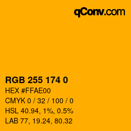 Color code: RGB 255 174 0 | qconv.com