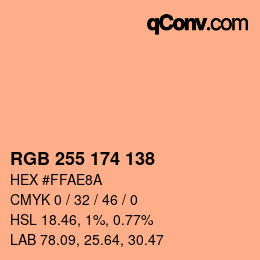 Color code: RGB 255 174 138 | qconv.com