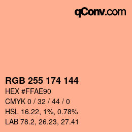 Color code: RGB 255 174 144 | qconv.com