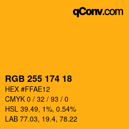 Color code: RGB 255 174 18 | qconv.com