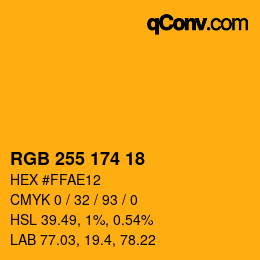 Código de color: RGB 255 174 18 | qconv.com