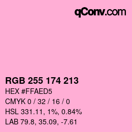 Color code: RGB 255 174 213 | qconv.com