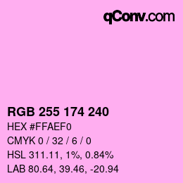Color code: RGB 255 174 240 | qconv.com