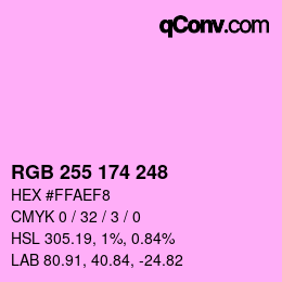 Color code: RGB 255 174 248 | qconv.com