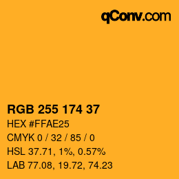 カラーコード: RGB 255 174 37 | qconv.com