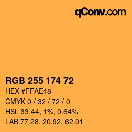 Color code: RGB 255 174 72 | qconv.com