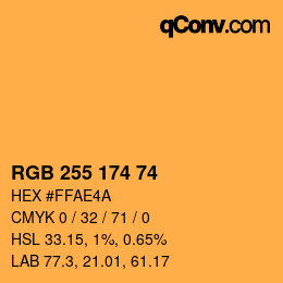 Color code: RGB 255 174 74 | qconv.com