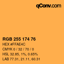 Color code: RGB 255 174 76 | qconv.com