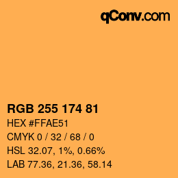 Color code: RGB 255 174 81 | qconv.com