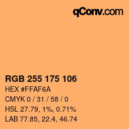 Color code: RGB 255 175 106 | qconv.com