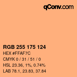 Color code: RGB 255 175 124 | qconv.com
