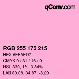 Color code: RGB 255 175 215 | qconv.com