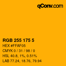 Color code: RGB 255 175 5 | qconv.com