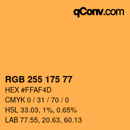 カラーコード: RGB 255 175 77 | qconv.com