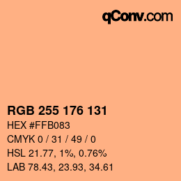 Color code: RGB 255 176 131 | qconv.com