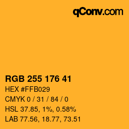 Color code: RGB 255 176 41 | qconv.com