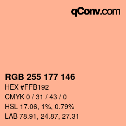 Code couleur: RGB 255 177 146 | qconv.com