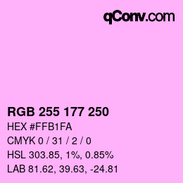 カラーコード: RGB 255 177 250 | qconv.com