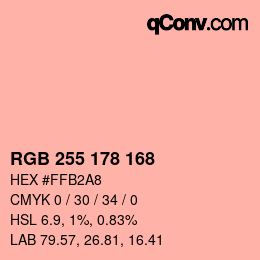 Color code: RGB 255 178 168 | qconv.com