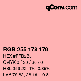 颜色代码: RGB 255 178 179 | qconv.com